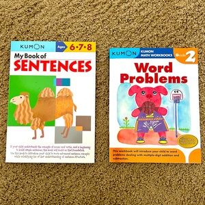 Set of 2 Kumon Books - My Book of Sentences NWT and Word Problems Grade 2